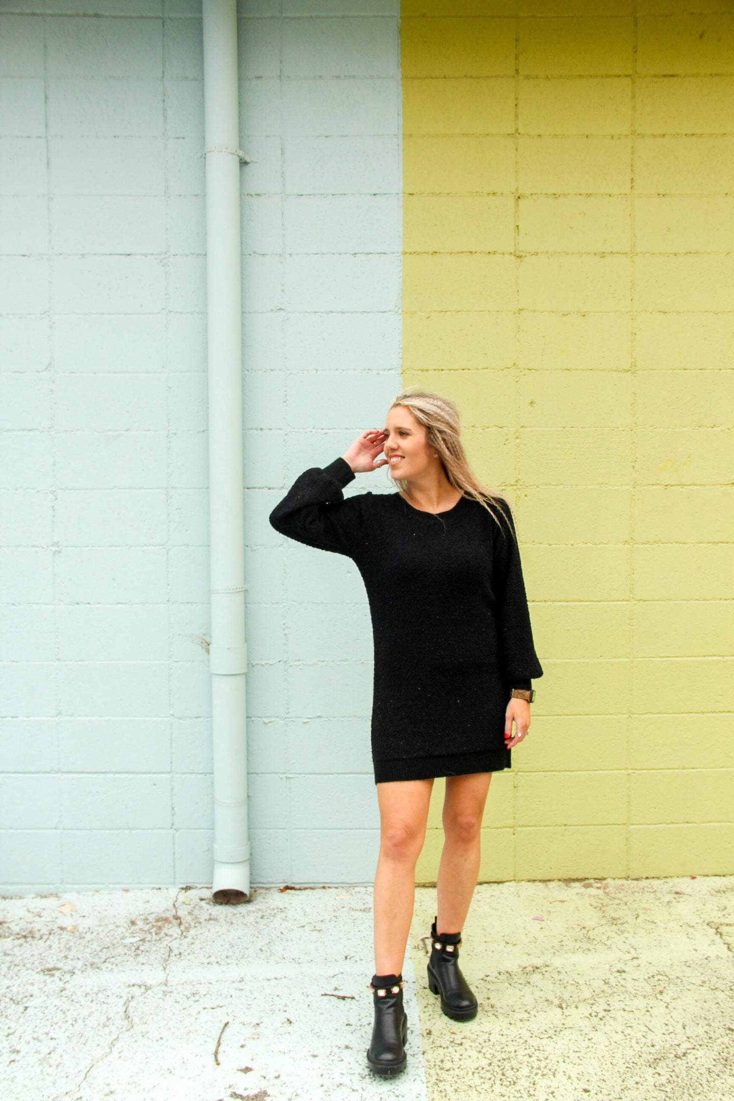 Perfect Storm Black Sweater Dress