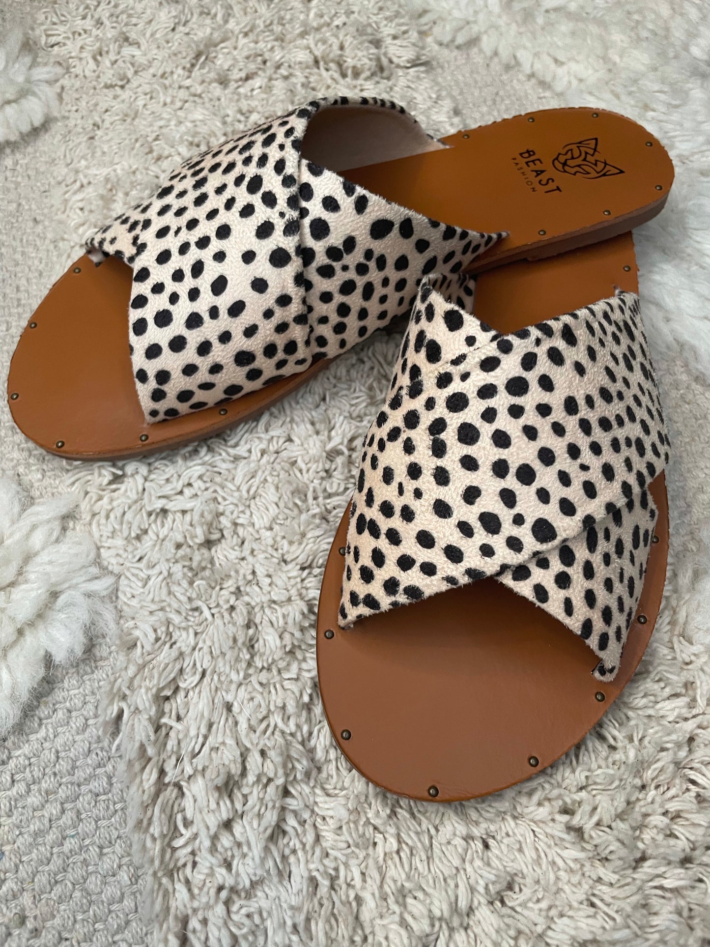 Running Late Suede Cheetah Slides