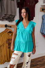 Load image into Gallery viewer, Feeling Light Ruffle Sleeve Blouse (Emerald)
