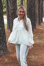 Load image into Gallery viewer, Sheer Romance Swiss Dot Long Sleeve Top (White)

