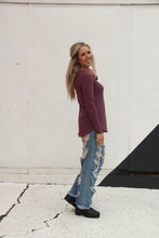 Load image into Gallery viewer, The Lazy Day Long Sleeve Top in Plum
