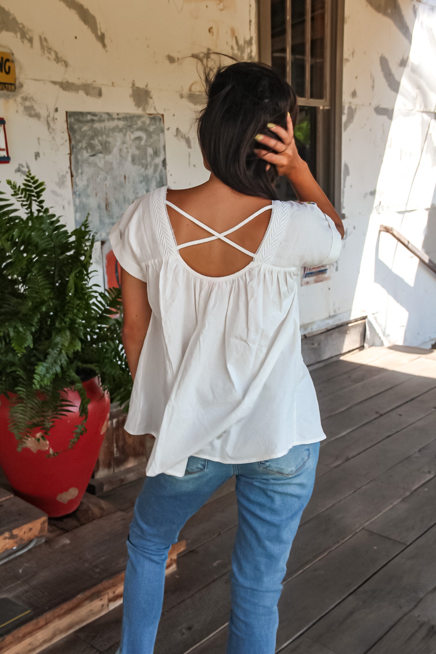 Beyond Expectations Embroidered Detail Top