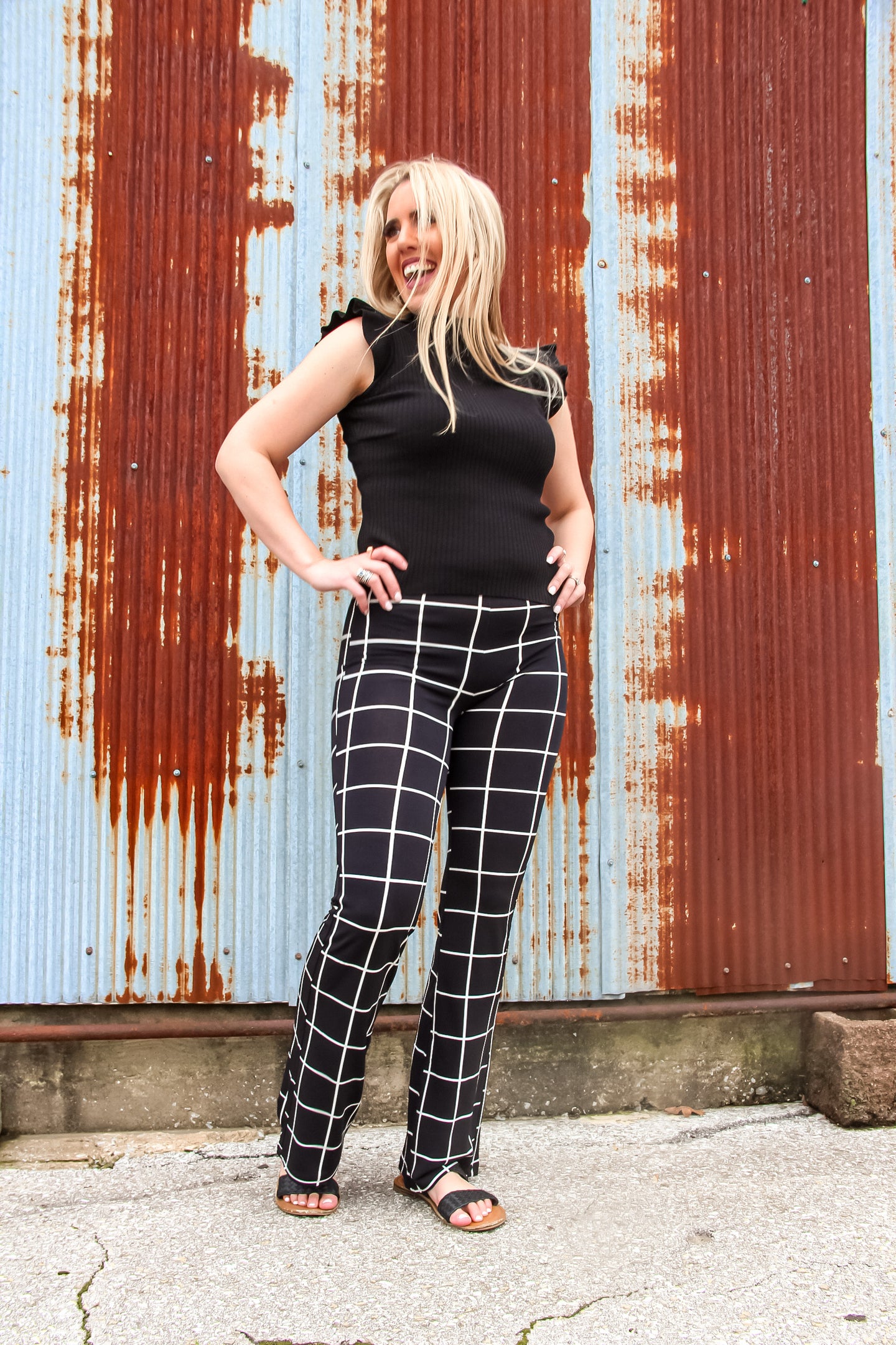 Fake It Till You Make It Gingham Stretch Pants